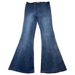 Super Flare Jeans Womens 29 Waist Size M Mid Rise Festival Boho Retro 70s Denim